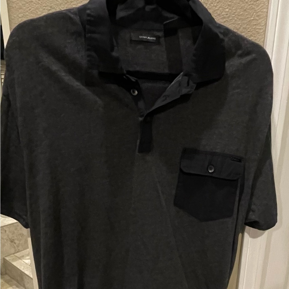 DKNY  Men's Gray/ black Polo Shirt